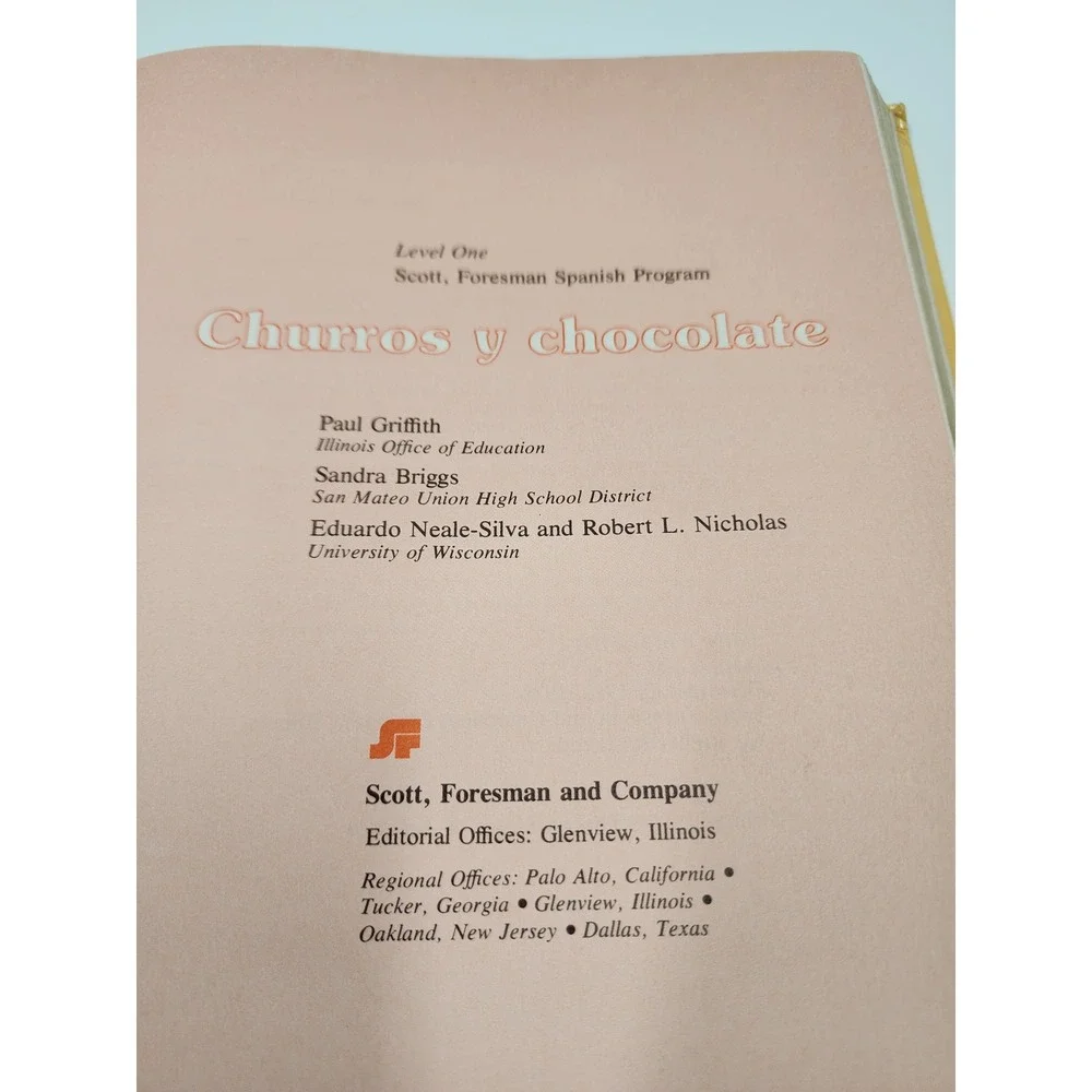Churros y chocolate Level One Scott Foresman Spanish Program Textbook Vintage